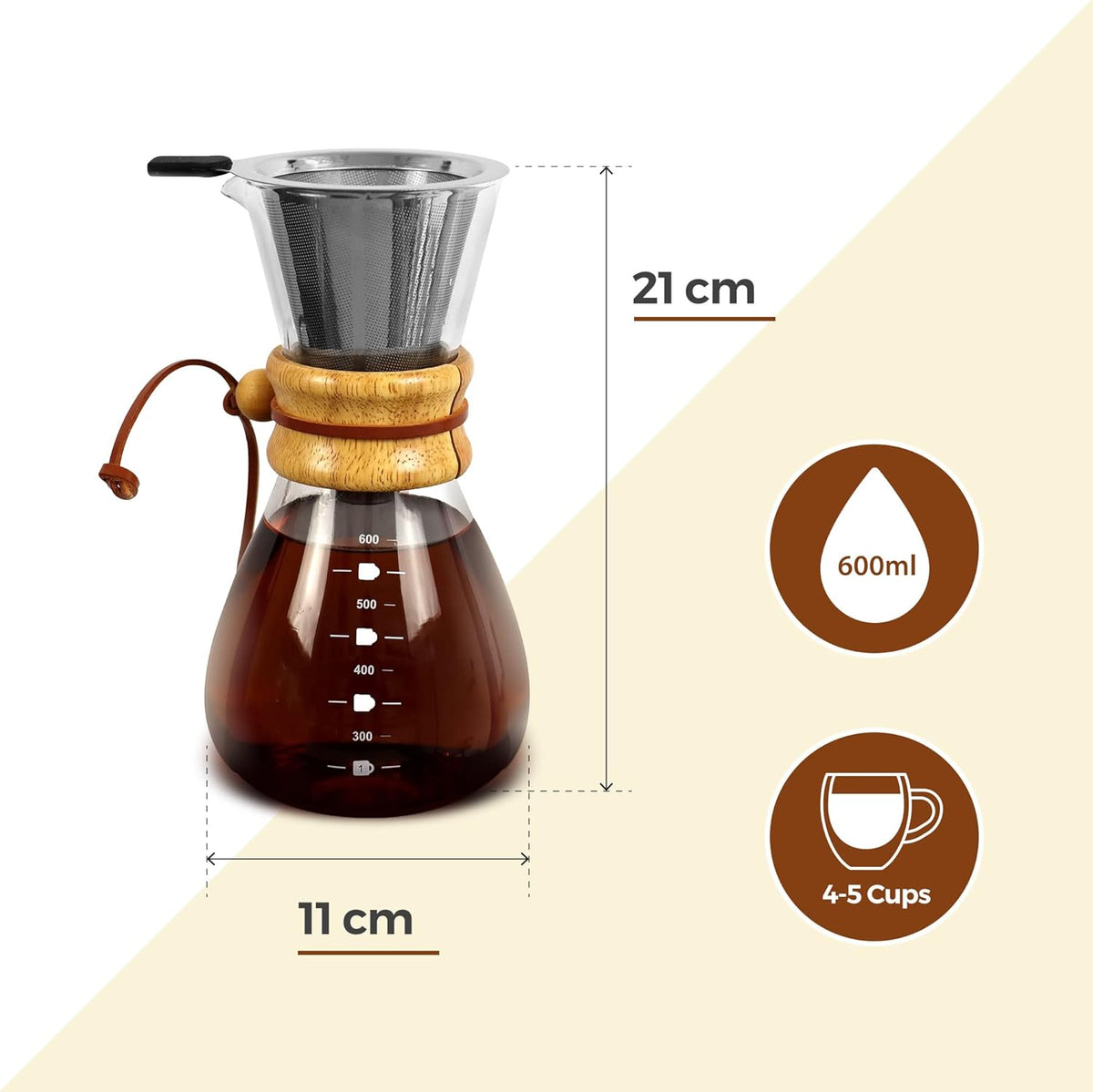Charbrew Pour - Over Coffee Brewer 600ml — صانعة قهوة بالتقطير من شمس كل يوم، صورة 4