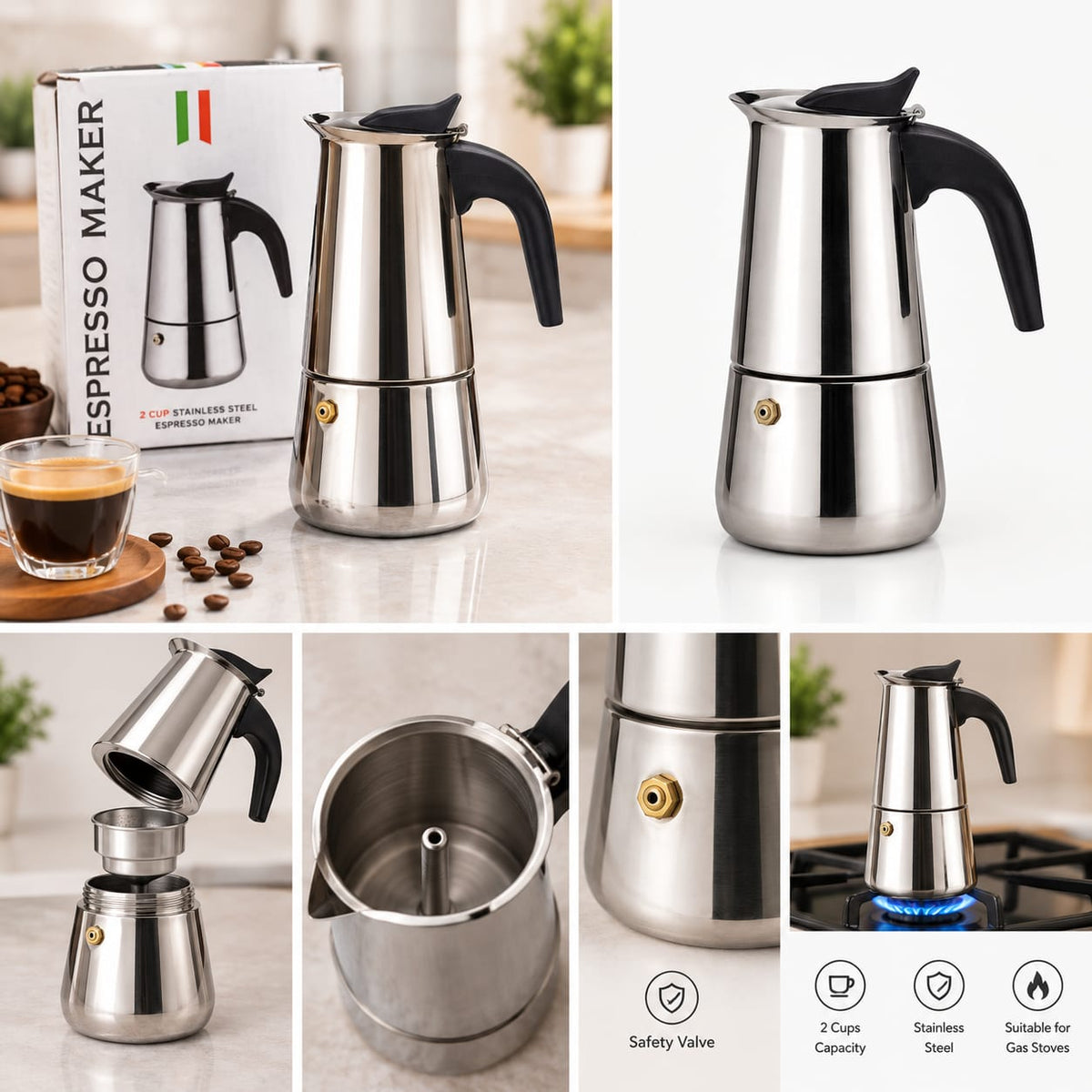 Italian Espresso Maker – 2 Cups
