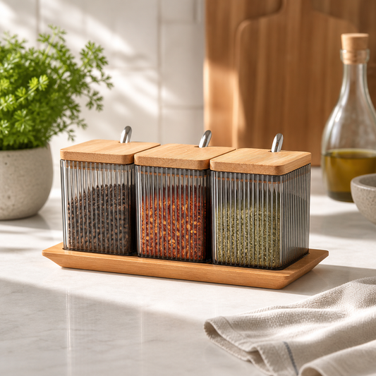 Spice Jar Set with Stand 3-Piece