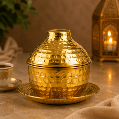 سكرية لون نحاسي بغطاء منقوش