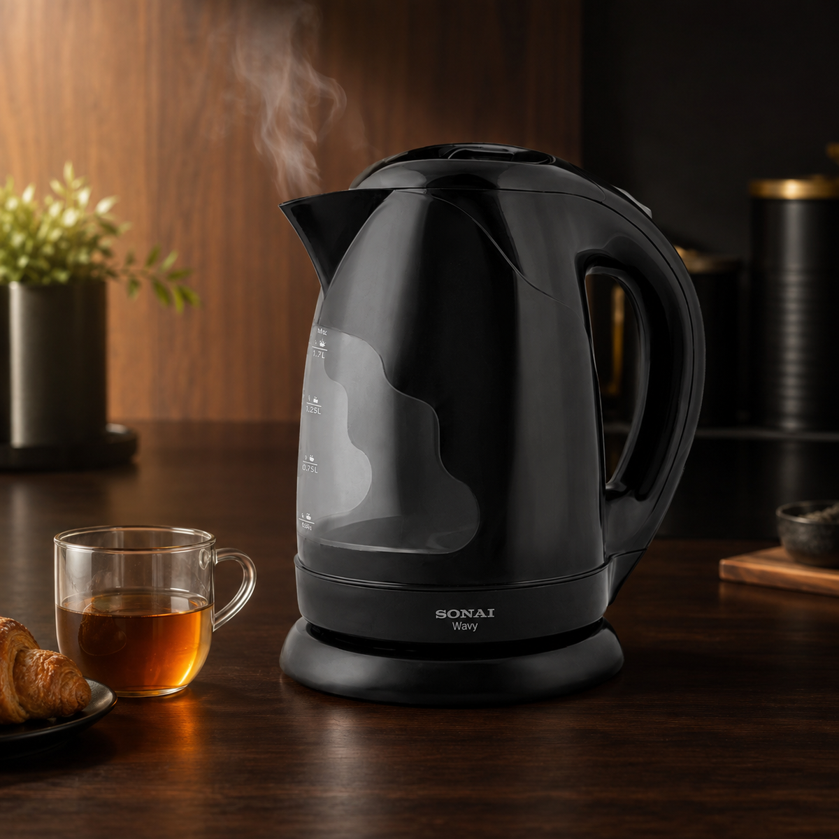 Sonai Wavy Kettle 1.7L 2200W Black MAR-3970