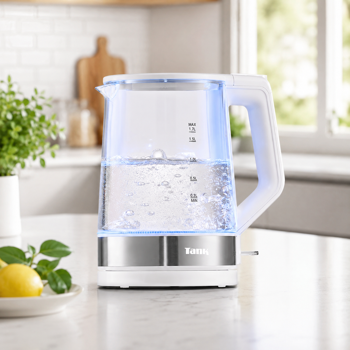 Tank Glass Kettle 1.7L 1850W White KG-2318-WH