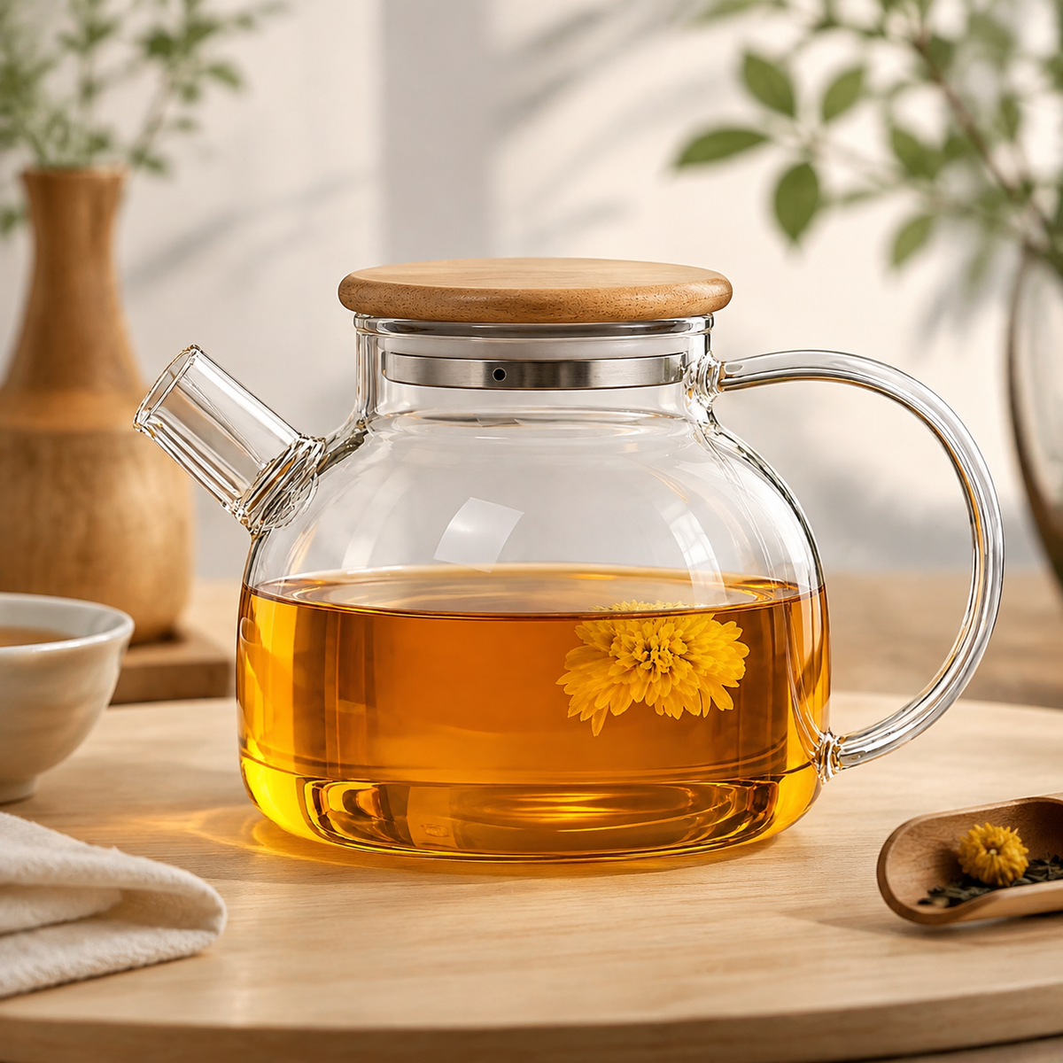Pyrex Thermal Jug with Wooden Lid, 1L