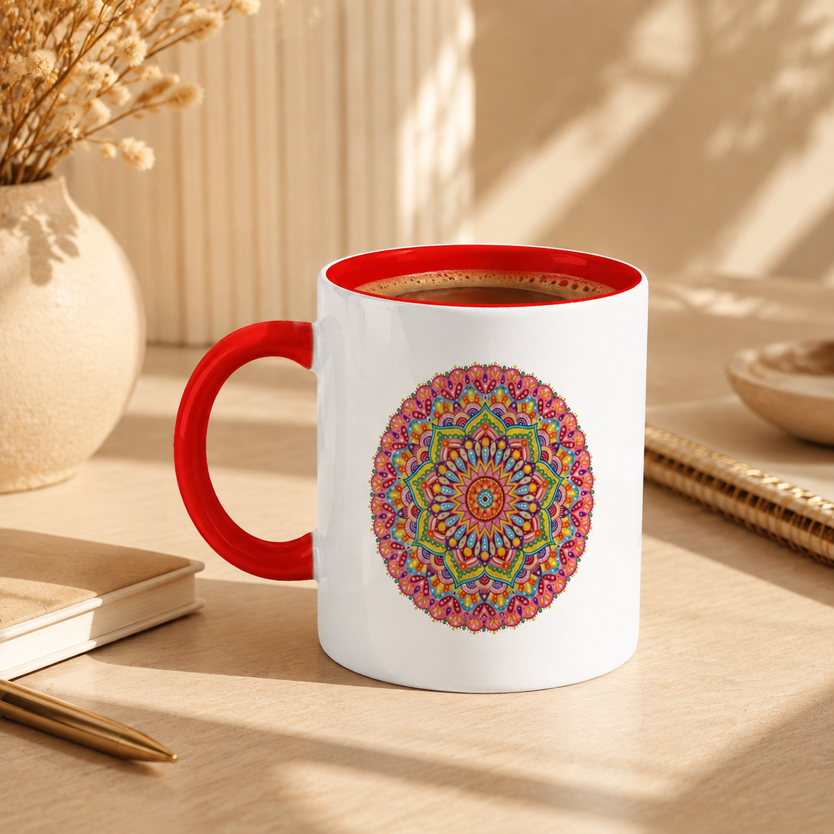 Mandala Art Printed Ceramic Coffee Mug, 325ml