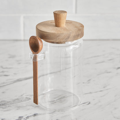 Glass Storage Jar with Wooden Lid & Spoon — ملعقة قهوة من شمس كل يوم