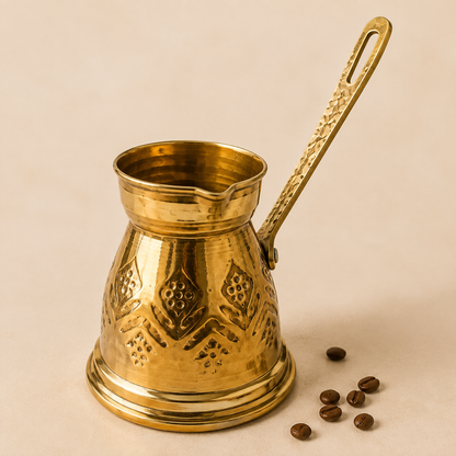 Large Copper Coffee Pot with Metal Handle