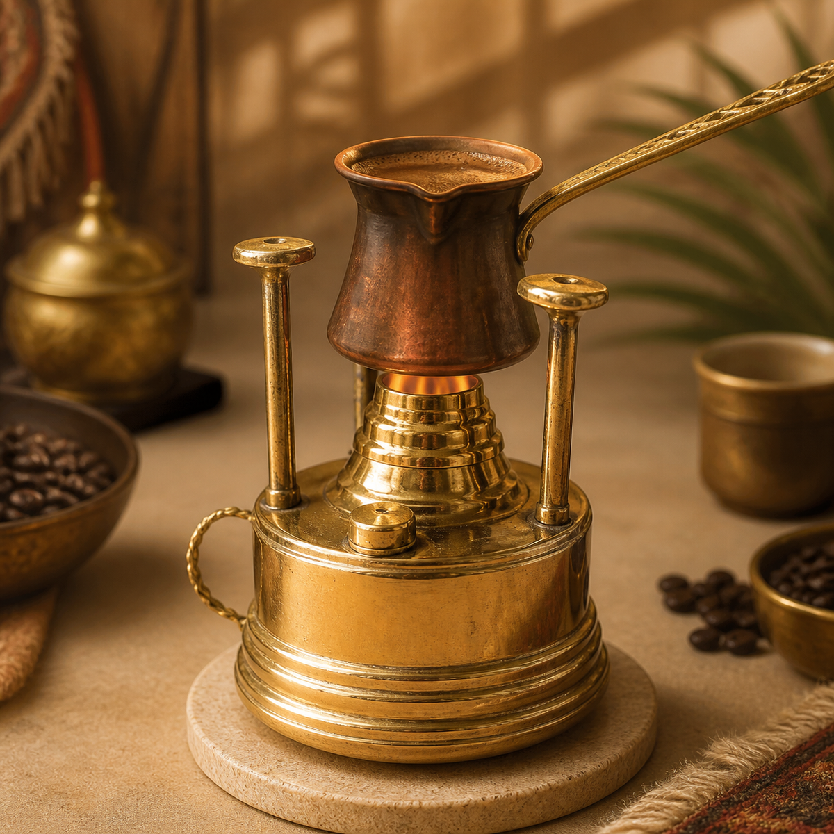 Traditional Copper Spirit Stove with Side Handle small size