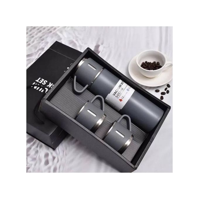 Vacuum Thermos Flask with Silicone Handle & Insulated Lid, 500ml