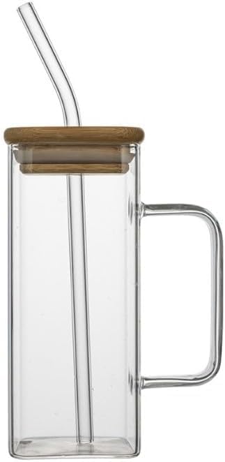 Glass Mug with Lid & Straw — كوب قهوة من شمس كل يوم، صورة 2