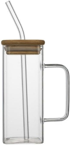 Glass Mug with Lid & Straw — كوب قهوة من شمس كل يوم، صورة 2