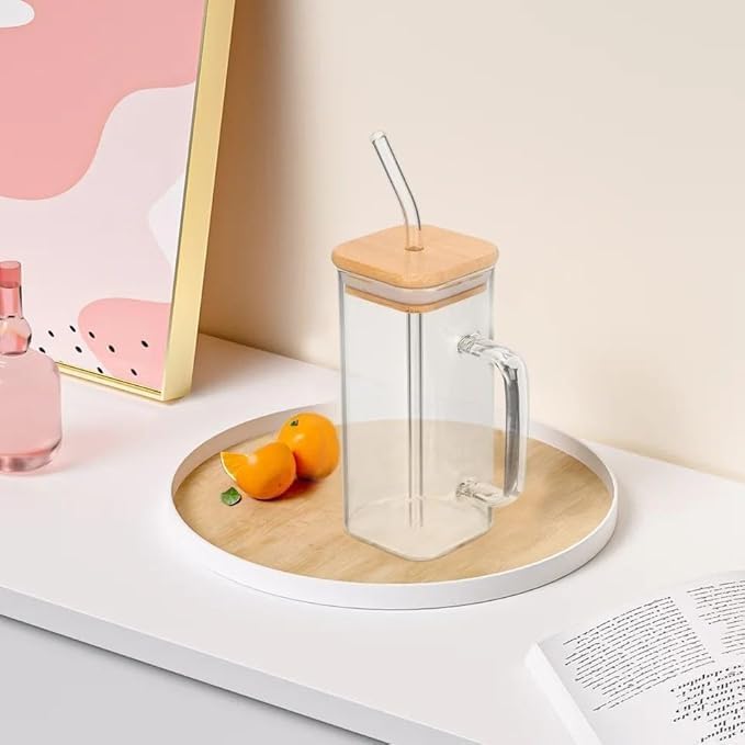 Glass Mug with Lid & Straw — كوب قهوة من شمس كل يوم، صورة 3
