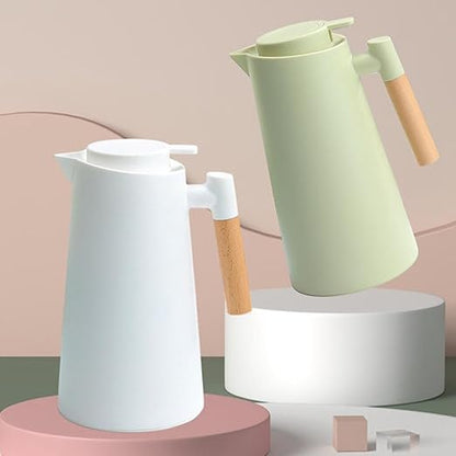 Digital Thermal Carafe with Wooden Handle 1L White — ترمس حافظ للحرارة من شمس كل يوم، صورة 2