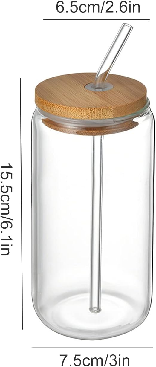 2 Glass Tumbler Set with Lid & Straw — كوب قهوة من شمس كل يوم، صورة 6