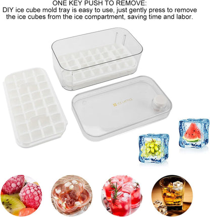 Ice Cube Tray with Lid – 56 Cubes, Easy Push Release