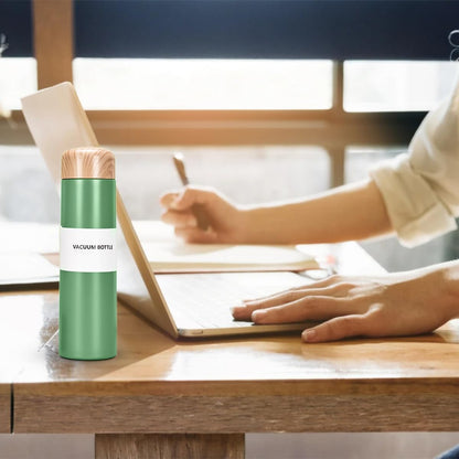 250ml Stainless Steel Vacuum Flask with Built-in Filter & Wood-Style Lid