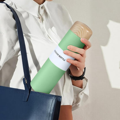 250ml Stainless Steel Vacuum Flask with Built-in Filter & Wood-Style Lid