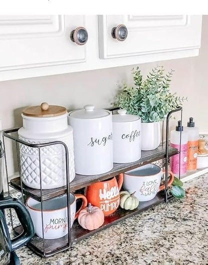 Tier Metal Coffee Rack with Wooden Shelves — قهوة من شمس كل يوم، صورة 2