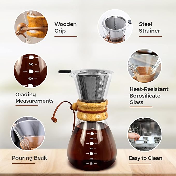 Charbrew Pour - Over Coffee Brewer 600ml — صانعة قهوة بالتقطير من شمس كل يوم، صورة 2