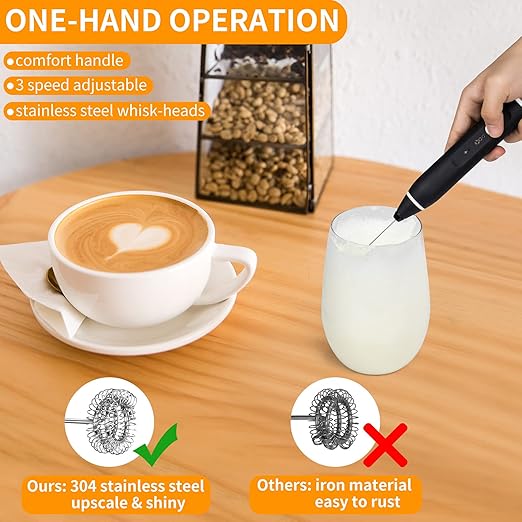 Bkeeplax Milk Frother Handheld Foam Maker — خفّاقة حليب من شمس كل يوم، صورة 3