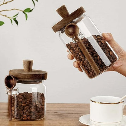 Glass Storage Jar with Wooden Lid & Spoon — ملعقة قهوة من شمس كل يوم، صورة 2