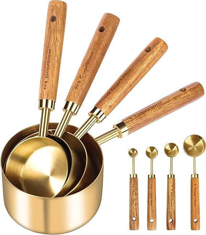 3 Golden Measuring Spoon Set with Wooden Handle — ملعقة قهوة من شمس كل يوم، صورة 3