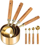Golden Measuring Spoon Set with Wooden Handle