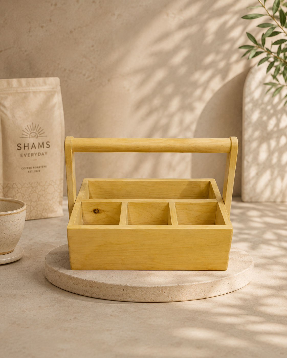 4-Compartment Drop-Down Handle Kitchen Utensil Caddy