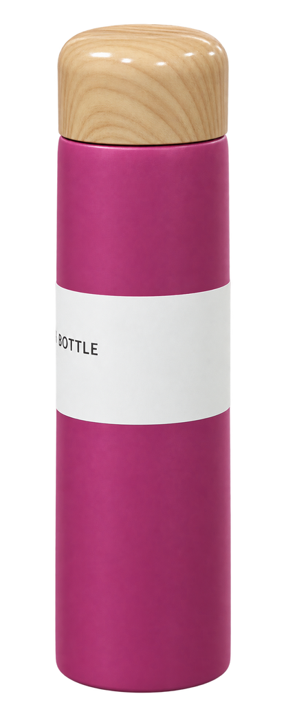 250ml Stainless Steel Vacuum Flask with Built-in Filter & Wood-Style Lid