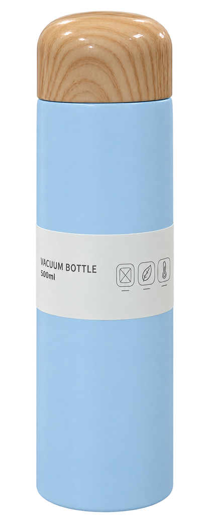 250ml Stainless Steel Vacuum Flask with Built-in Filter & Wood-Style Lid