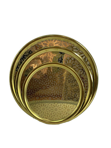 طقم صواني ستانلس ستيل ذهبي