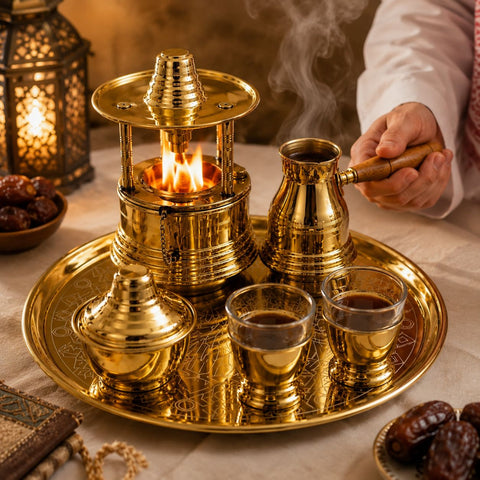 طقم قهوة من النحاس النقي الأنيق